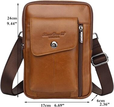 Шкіряна сумка через плече Crossbody для чоловіків та жінок, універсальна дорожня сумка (коричнева, #06)