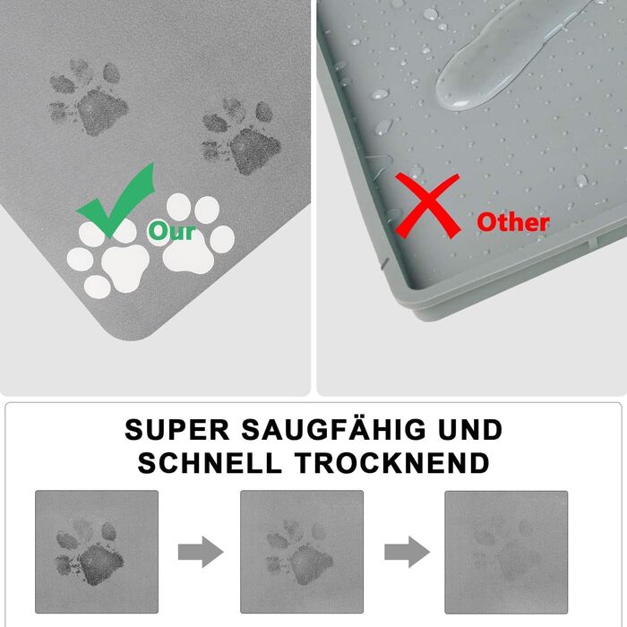 Підкладка під миску для собак та котів, нековзна, чорна 40x60 см. Швидковисихаюча, легко миється. Підкладка для годівниці для тварин