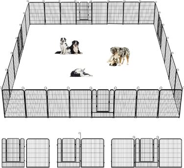 Металевий вольєр для собак, загін для цуценят, вольєр для тварин на подвір'я, 101,6 см, 42 панелі, міцний, для внутрішнього та зовнішнього використання