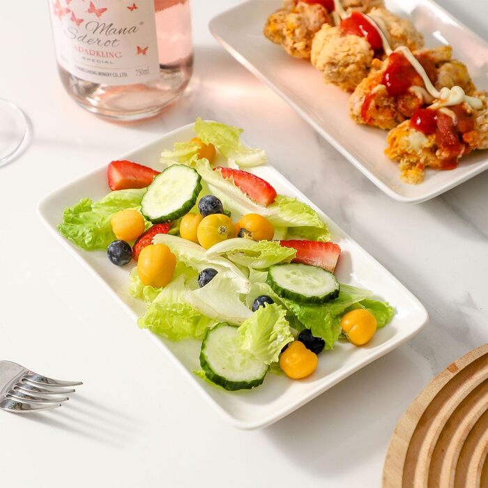 Набір сервіровочних тарілок UIBFCWN, 8 шт., 25,4 x 15,2 см, білий керамічний прямокутник для десертів, суші, салатів