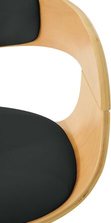 Kingston Adjustable Bar Stool with Faux Leather Seat - Natural/Black Finish