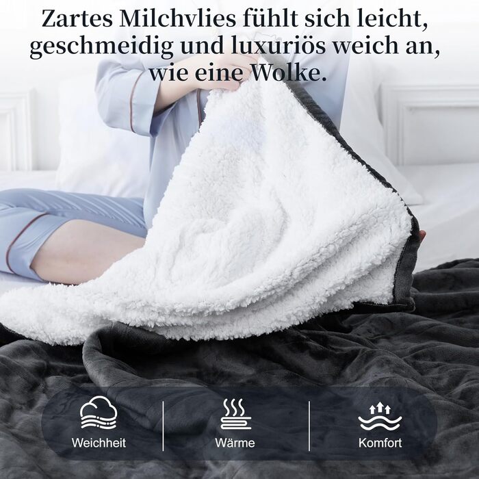 Електрична ковдра Netraty з автовимкненням 130x180 см, 8 режимів нагріву, таймер 1-12 годин, захист від перегріву, пральна машина, фланель-шерпа, сіра для дому та офісу