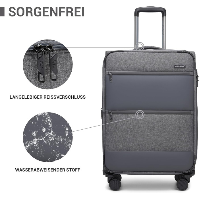 Розширюваний валіза British Traveller, 100 л, сірий, з TSA замком, 79.5x49x32.5 см