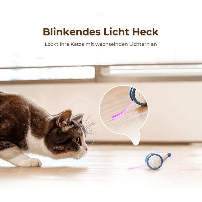 Cheerble Wicked Mouse – електрична іграшка для котів, USB-зарядка, LED, інтерактивна, синя