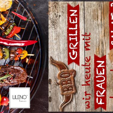 LILENO HOME Grill & BBQ Mat 75 x 120 cm (Grilling with Women) - as the perfect protective mat for gas and charcoal grills - Grill mat for family grill evenings
