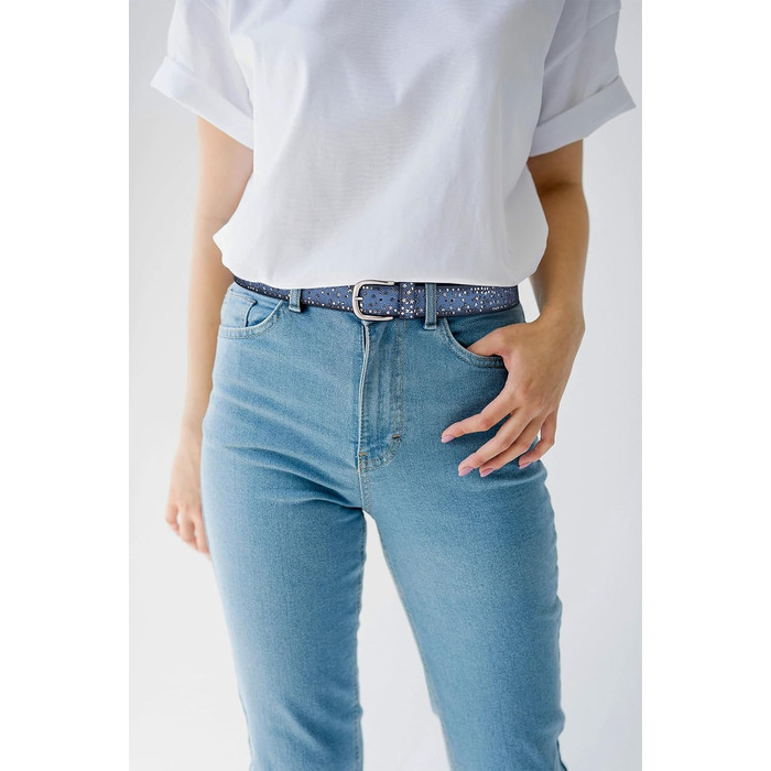 Жіночий шкіряний ремінь Stern з шипами, широкий ремінь для джинсів, регульований, сірий колір