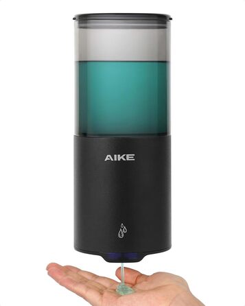 Автоматичний дозатор мила AIKE для рідкої мила, настінний, для кухні та ванної кімнати, IPX7, водонепроникний, 400 мл, з нержавіючої сталі, чорний матовий