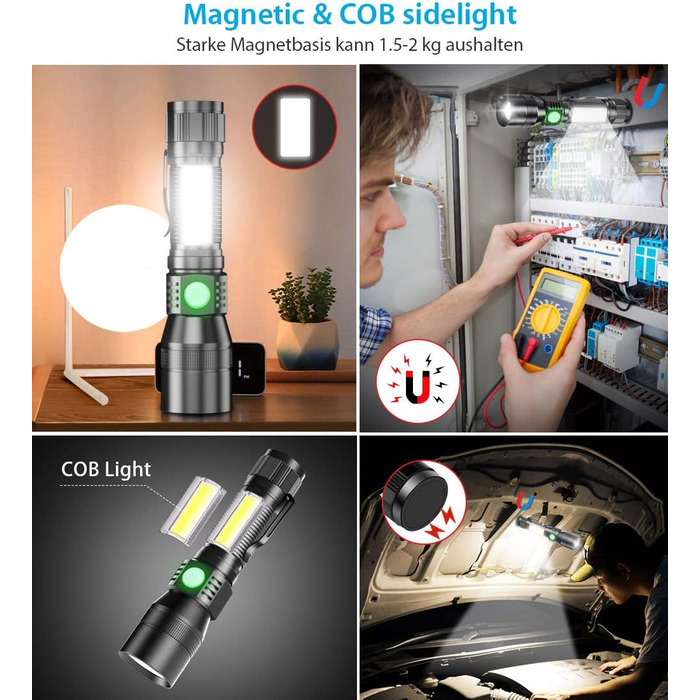 Karrong LED ліхтарик USB з магнітом, ультрафіолетовий 395 нм, 7 режимів, червоне світло, акумулятор, для кемпінгу та туризму, 2 шт.