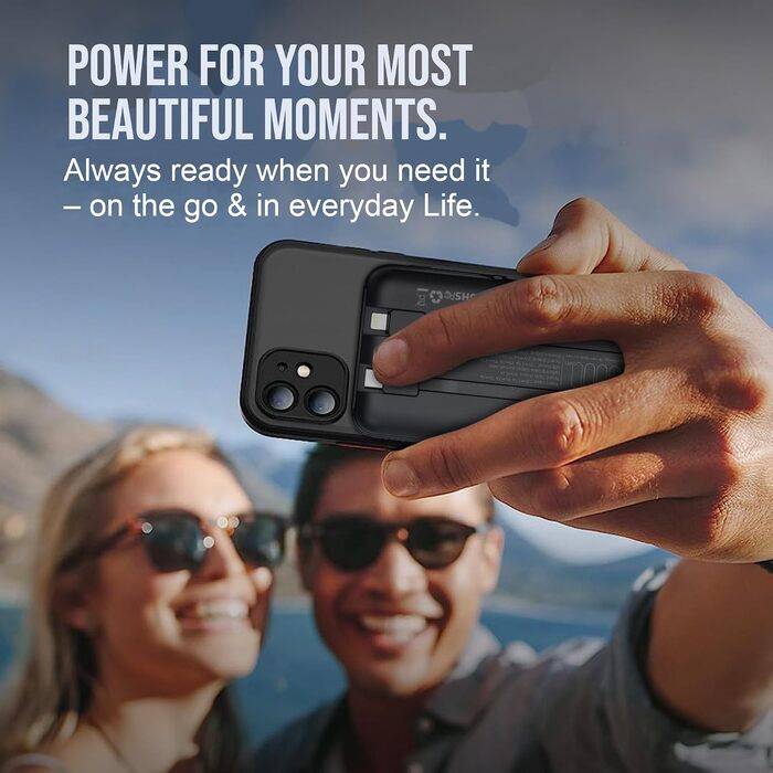 Універсальний Power Bank All-IN-ONE 10000 mAh чорний: швидка зарядка 22.5W, PD 20W, бездротова зарядка 15W, зарядний пристрій для Apple Watch, вбудовані кабелі USB-C та Lightning, LED-дисплей, алюмінієва підставка