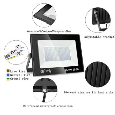Bright LED Floodlight Outdoor, Warm White, Outdoor Floodlight, Super Bright 10000LM Floodlight, Outdoor Spotlight IP66 Waterproof, 3000K Outdoor Spotlight, Warm Floodlight for Garden, Garage, Yard (Warm White) (4pcs Warm White, 500W)