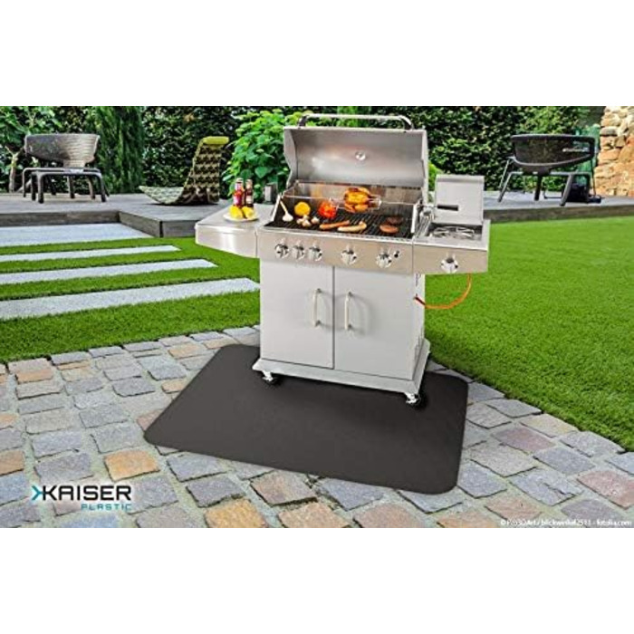Килимок для гриля Kaiser plastic® | Чорний | 117 x 153 см | Зроблено в Німеччині | Для тераси, саду, балкону