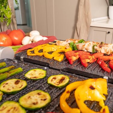 Cecotec Rock'nGrill Blaze Electric Grill. 2400W, RockStone coating, Easy cleaning, 180º opening, BPA-free, Grilling surface 29x23 cm, Adjustable temperature 2400 W | Blaze