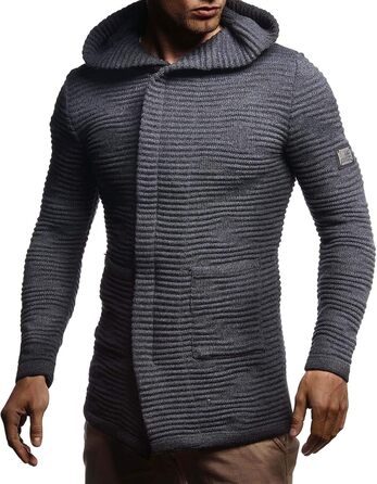 Чоловіча в'язана куртка Leif Nelson з капюшоном та блискавкою - чоловічий кардиган з м'якого трикотажу для зими, XL, антрацит