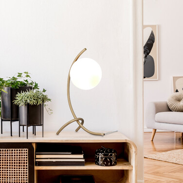 Relaxdays Table Lamp, Curved Ball