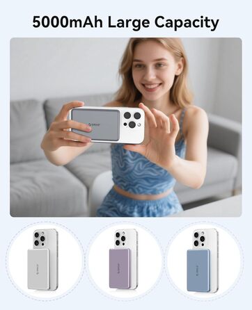 Power Bank Orico Kada Magsafe 5000mAh з USB-C, Магнітний, 20W PD, для iPhone 16/15/14/13/12 (Сірий)