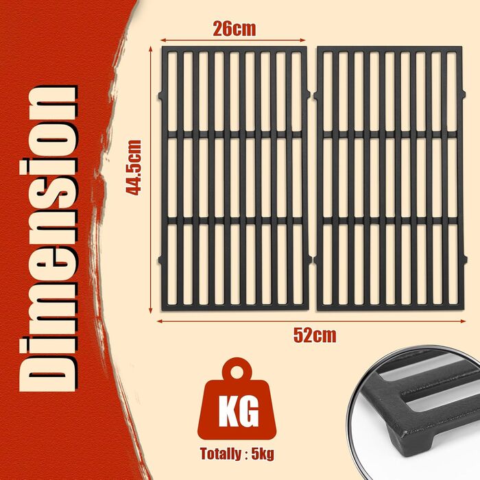 Решітка для гриля Weber Spirit I & II E210, E220, S210, S220 (2 шт.) - чавун, Denmay 7637
