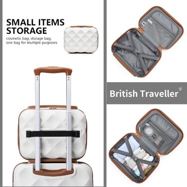 Чемодан British Traveller Mittelgroßer, 64x43x26.5 см, ABS+PC, TSA-замок, 4 колеса, Кремовий (2 шт.)