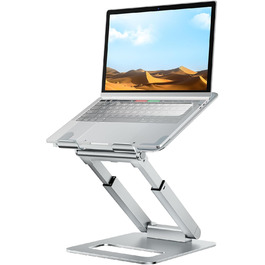 Adjustable Laptop Stand for Desk - Telescoping Design, Ergonomic Riser for 10-17 Inch Laptops (Silver)