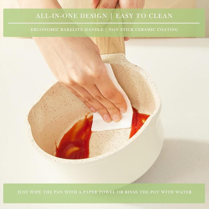 Набір посуду керамічний з гранітним покриттям для індукції, 3 предмети, бежевий