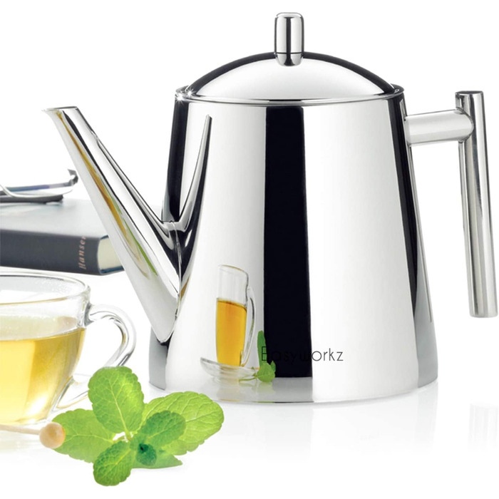 Easyworkz Teapot with infuser insert 1500ml Stainless Steel, Tea Maker for all fruits, herbs and infusion teas