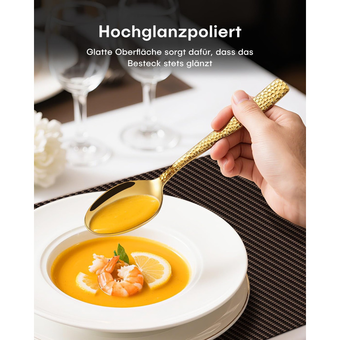 Набір столових приборів Honkku для 6 осіб, чорний, з товстого нержавіючого сталі, з рифленими ручками (30 предметів)