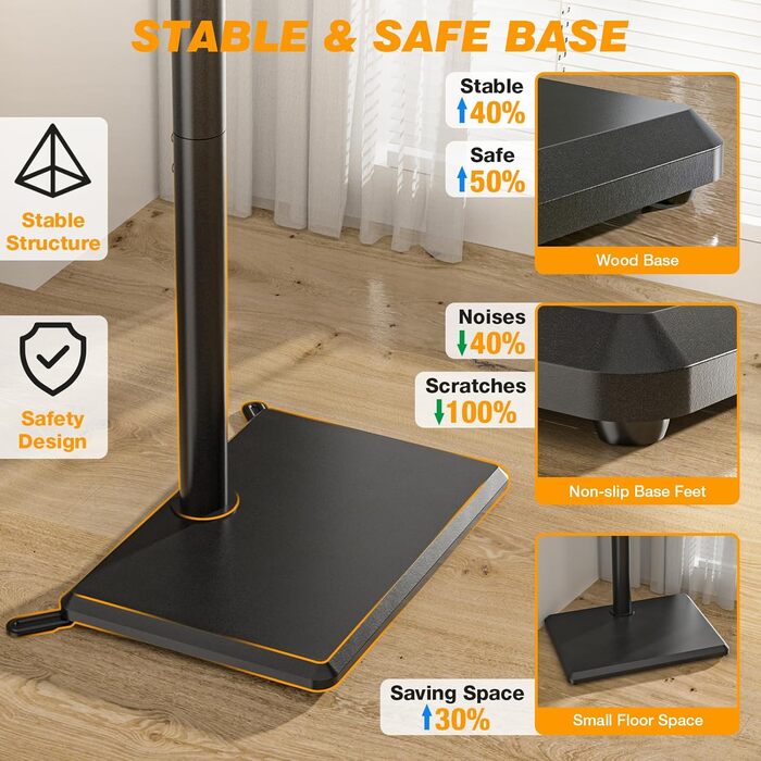 Підставка для телевізора TVON: регульована, поворотна, для діагоналей 32-55 дюймів, VESA 400x400, до 40 кг, чорний