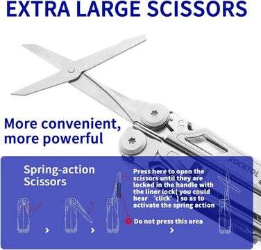 ROCKTOL 22-in-1 Multifunction Pliers - Camping Survival Tool with Fire Starter, Whistle, Glass Breaker & Safety Lock