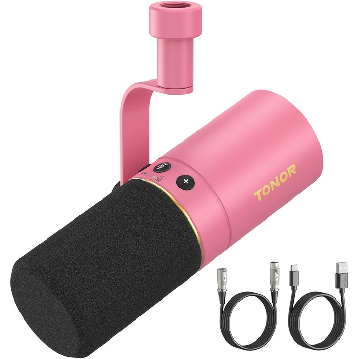 Мікрофон TONOR TD510+ для стрімінгу та запису, XLR/USB, рожевий