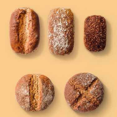 Brotrausch Spelt Bread Bread Mix (5 x 400g) – includes wooden bread form - natural, vegan, and without chemicals - with spelt, rye & whole grain, bake bread