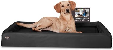 ABRO Кушетка для собак ортопедична – Мартін Рюттер – З високоякісної штучної шкіри – Стійка до подряпин та вологи – Ергономічна – Преміум аксесуар для собак маленьких порід (L, Чорний)