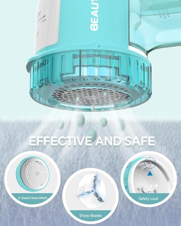 Електричний видальник пуху BEAUTURAL з 3 рівнями висоти та 2 швидкостями для різних тканин (Tiffany, від батарейки)
