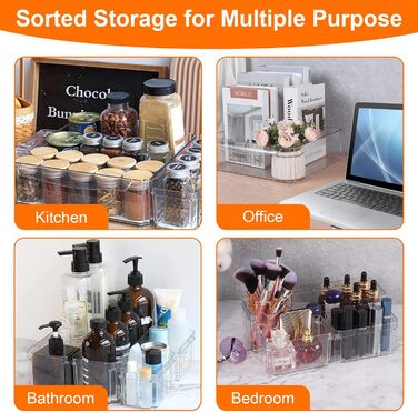 Refrigerator Organizer Set, 6-Piece Organizer Boxes for Refrigerator with Lids, Transparent Refrigerator Boxes Stackable, Storage Boxes for Refrigerator for Kitchen Cabinets (Model 1)