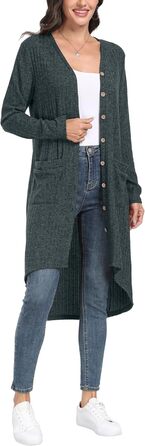 Жакет GRECEREE для жінок з ґудзиками та V-подібним вирізом, легкий кардиган (XXL, темно-зелений)