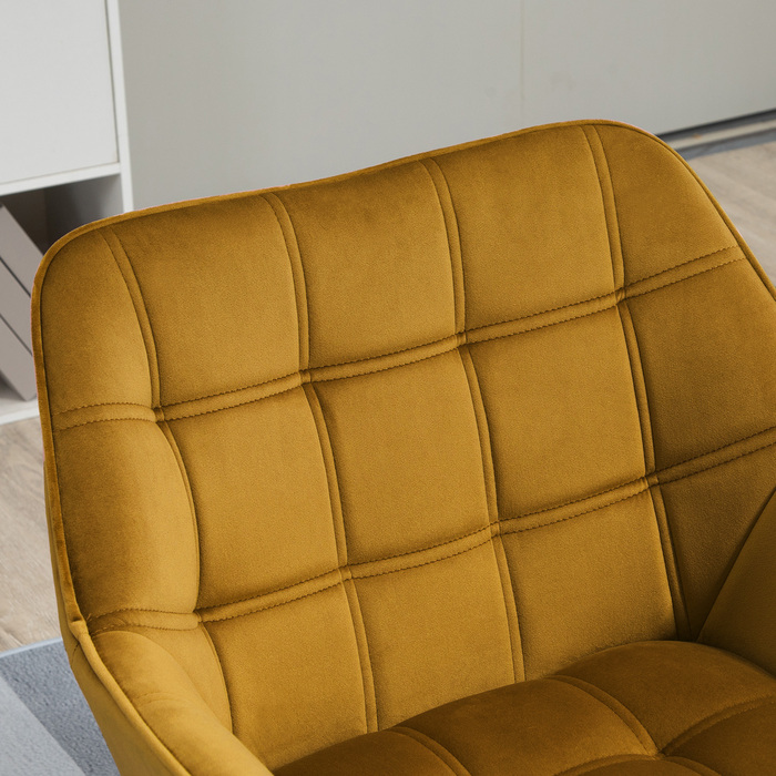 HOMCOM Ear Chair Single Chair Recliner with Velvet, Scandinavian Design, Raised Legs, Velvety Polyester, Yellow 67x61.5x71 cm