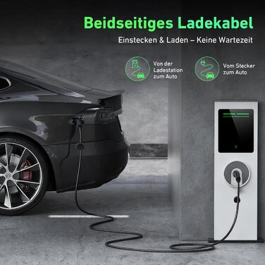 Кабель зарядки Type 2 (Mennekes) 11кВт, 5м, 16A, 3-фазний, IP67: для електромобілів, з сумкою. Підходить для Tesla Model S/3/X/Y, Volkswagen ID.3, ID.4