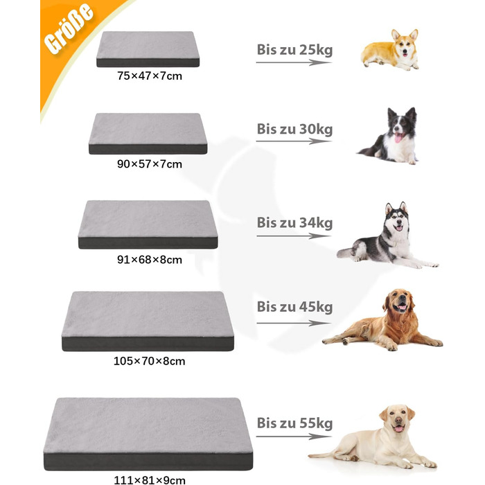 Ортопедичне ліжко для собак KSIIA, великі породи, 105x70 см, знімний чохол, двостороннє, темно-сірий (75x47x7 см)