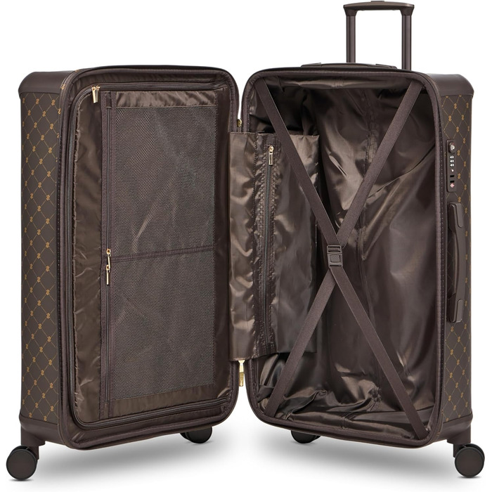 Чемодан Lazarotti Palermo: середній, 49 x 29 x 66 см, гібридний матеріал, TSA-замок, захист кутів, 4 колеса, для жінок та чоловіків (Dark Brown)