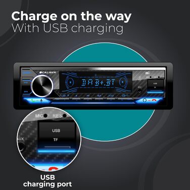 Автомагнітола Caliber 1DIN Bluetooth DAB+/FM, 4x100Вт, USB/MicroSD, 2.1A зарядка, AUX-in, hands-free, зовнішній мікрофон, RCA вихід, підсвічування, підтримка MP3/WMA/APE/FLAC/AAC