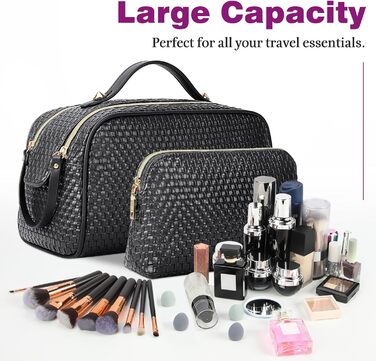 Косметичка NUBILY для подорожей: 2 шт. водовідштовхуваних культбагелів на блискавці (чорний)