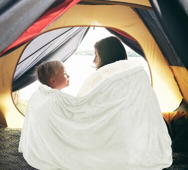 Плед Utopia Bedding з штучного хутра Sherpa, 200 x 150 см - теплий, двосторонній, для ліжка, дивана, кемпінгу та подорожей (228x228 см, слонова кістка)