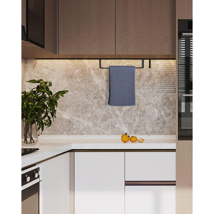 Тримач для рушників LIVEHITOP без свердління, нержавіюча сталь, самоклеючий, сріблястий, 43.5 см, з гачками для ванної кімнати (чорний (2 шт))