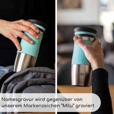 Термокружка Milu 370/450 мл з нержавіючої сталі, ізольована, для кави, з гравіюванням, 100% захист від протікання