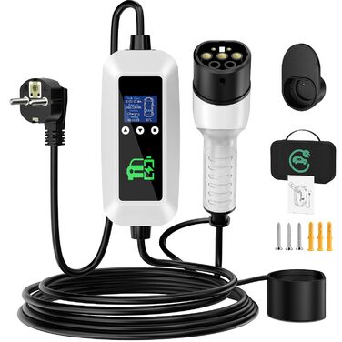 Кабель для зарядки електромобіля Type 2, 3.68kW, 6м, 16A, з цифровим дисплеєм та таймером, для PHEV та EV