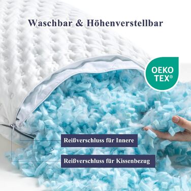BedStory Memory Foam Pillow, Adjustable Height Pillow 40x80, Shredded Memory Foam Pillow, OEKO-TEX Certified Neck Support Pillow for Back and Side Sleepers, Washable Cover, 2 Pack 40x80