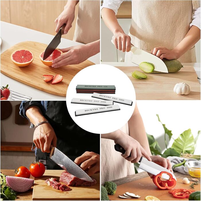 Набір точильних каменів для ножів (6 шт.) з фіксованим кутом, точильний брусок, професійний набір з підставкою для кухні та відпочинку на природі
