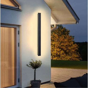 Long Villa Wall Light Black Waterproof IP65 Aluminum Acrylic Outdoor LED Wall Light for Gardens, Terraces, Bedrooms, Living Rooms, Indoor, 30cm/12w, Warm light
