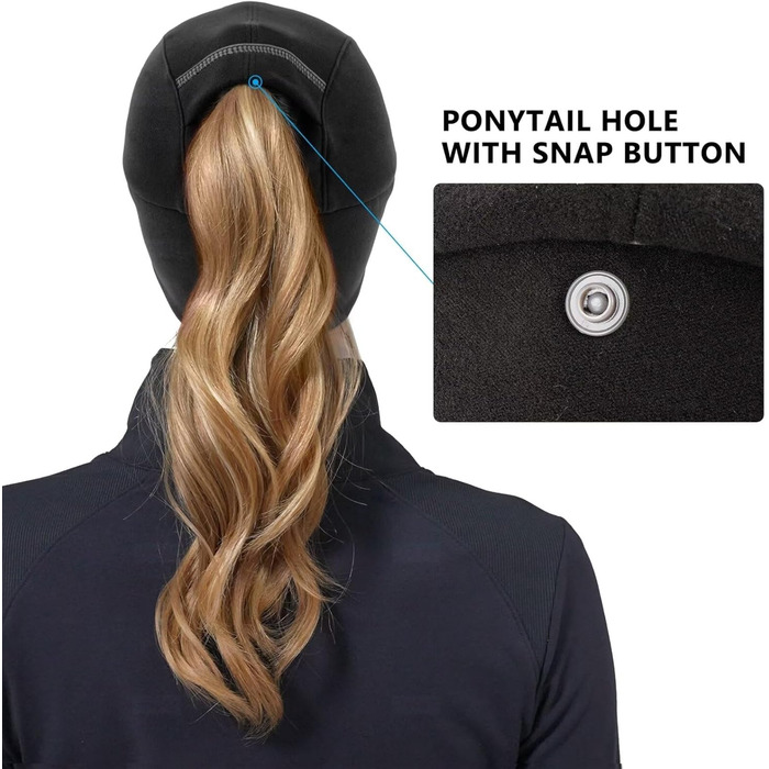 Жіноча зимова шапка GADIEMKENSD з відбиваючими елементами та мішком для хвоста, навушники-гетри, для активного відпочинку, чорна