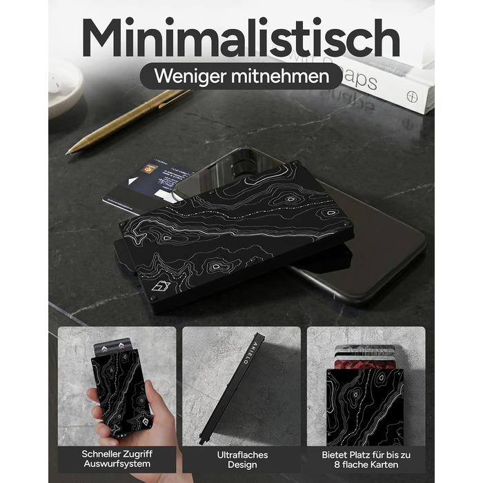 Кластинка для карток з RFID захистом та подарунковою коробкою – Мінімалістичний гаманець для чоловіків – Компактний картхолдер з безконтактним захистом (Alpha Collection) 07. Topo Edition