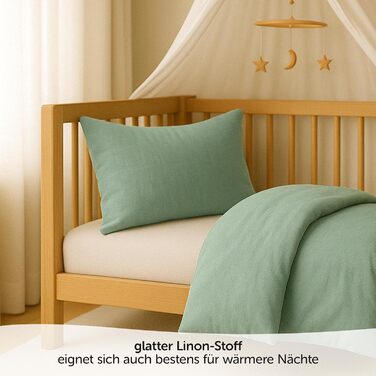 Набір постільної білизни для дитячого ліжечка MAKIAN для малюків, 100x135 см, 40x60 см | 100% бавовна, дихаюча, легка у догляді | З готельними застібками, сертифікат Oeko-Tex (Колір: Айсис-зелений)