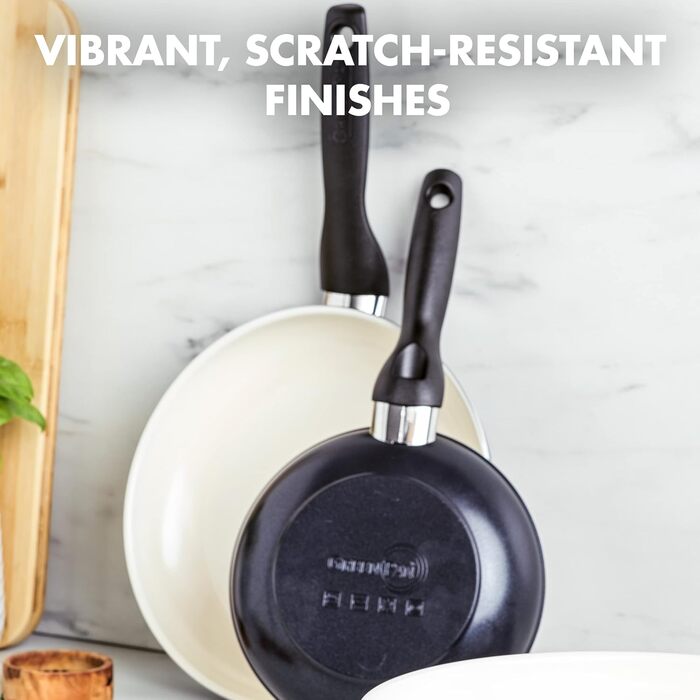 Набір сковорідок GreenPan Rio з антипригарним покриттям CeramTec, 2 шт (20 см та 26 см), без PFAS, Cool-Touch ручка, термостійкі до 160°C, придатні для миття в посудомийній машині, чорні та кремові